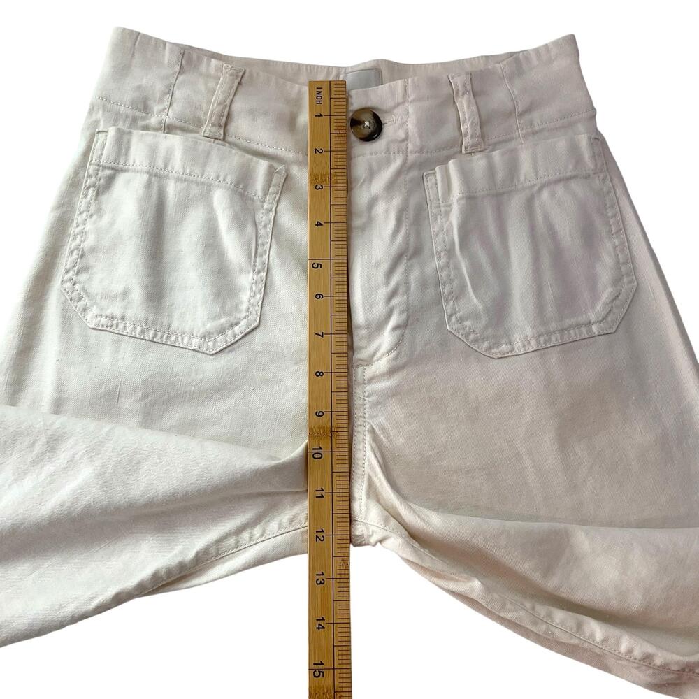 Maeve The Colette Pants Womens 26 White Linen Blend Cropped Wide Leg Twill - Picture 10 of 12
